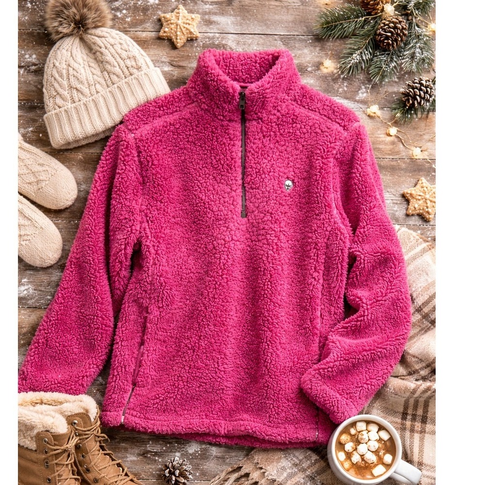 Southern Marsh Sherpa Fleece Pullover 1/4 Zip Pink Women's medium oversized‎